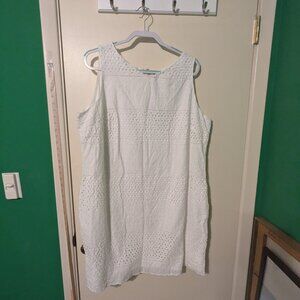 Lands End shift style white eyelet dress - size 18W